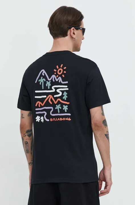 Billabong t-shirt bawełniany BILLABONG X ADVENTURE DIVISION męski kolor czarny z nadrukiem ABYZT02304