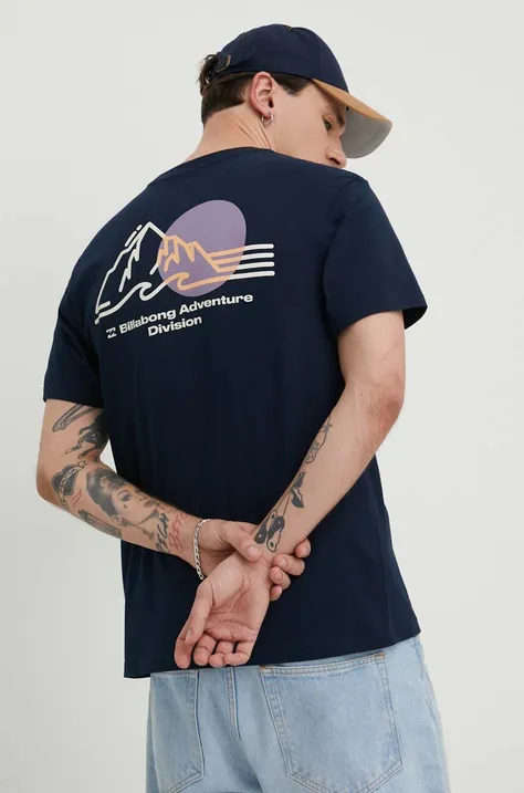 Pamučna majica Billabong X ADVENTURE DIVISION za muškarce, boja: tamno plava, s tiskom