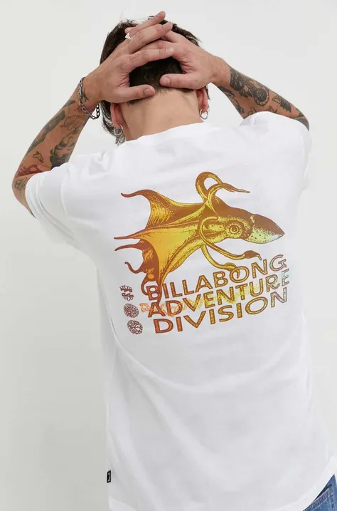 Бавовняна футболка Billabong BILLABONG X ADVENTURE DIVISION чоловіча колір білий з принтом