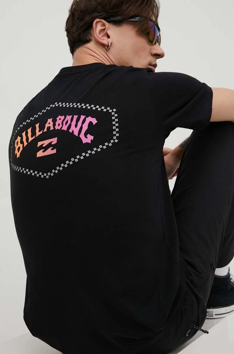 Хлопковая футболка Billabong мужской цвет чёрный с принтом