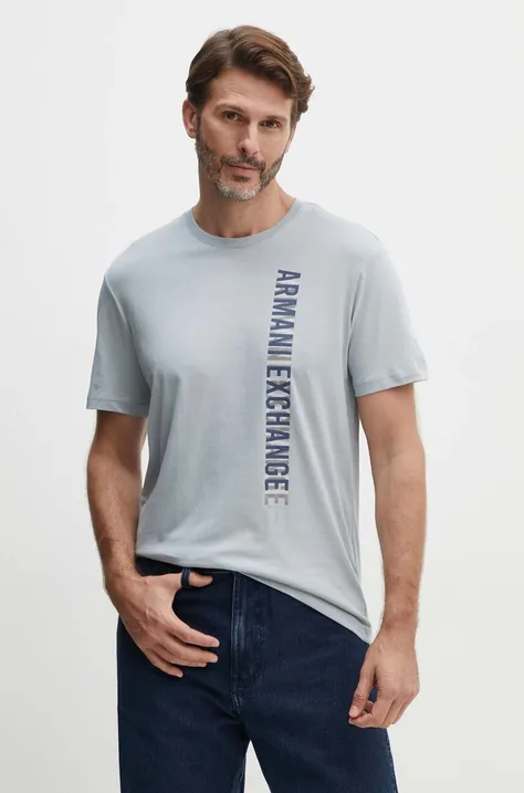 Pamučna majica Armani Exchange za muškarce, boja: siva, s tiskom