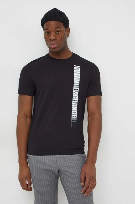 Pamučna majica Armani Exchange za muškarce, boja: crna, s tiskom, 3DZTBD ZJ9TZ