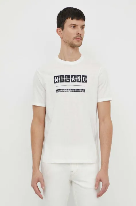 Хлопковая футболка Armani Exchange мужской цвет белый с принтом