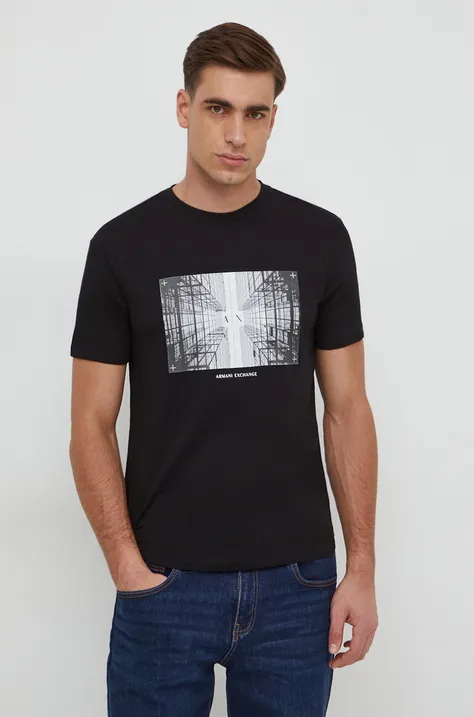 Armani Exchange t-shirt bawełniany męski kolor czarny z nadrukiem 3DZTHV ZJBYZ