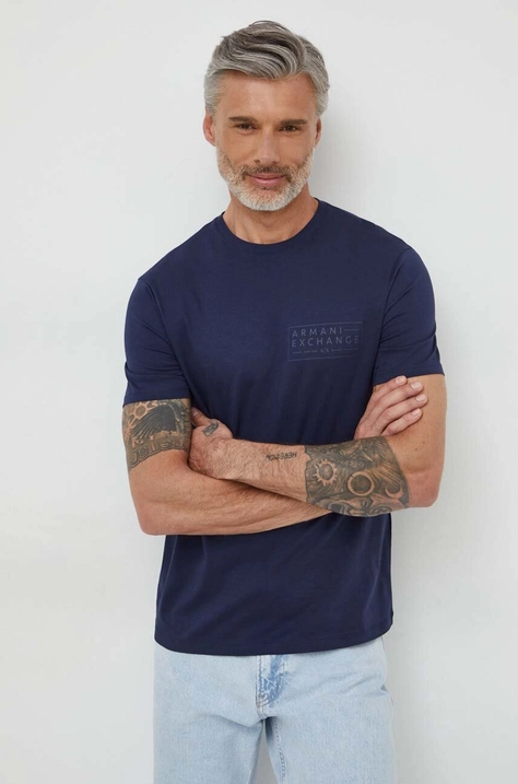 Armani Exchange t-shirt in cotone uomo colore blu navy