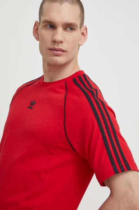 Хлопковая футболка adidas Originals мужской цвет красный с аппликацией