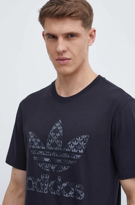 Памучна тениска adidas Originals Classic Monogram Graphic 0 в черно с принт IS0176