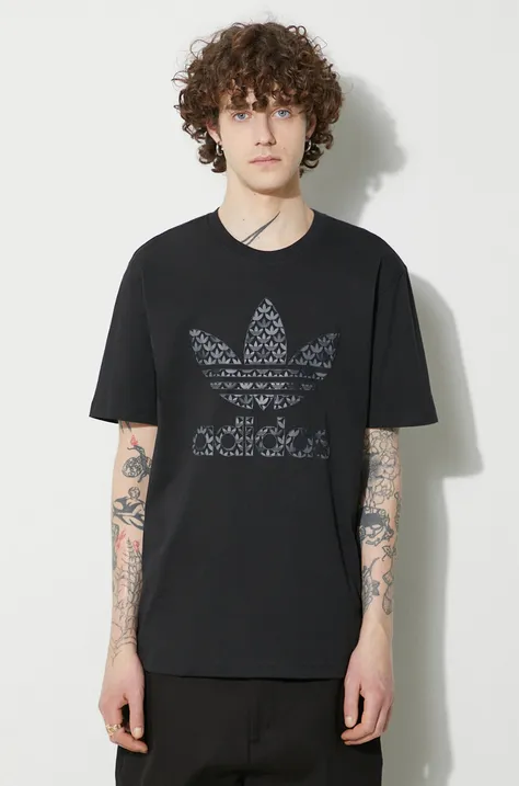 Βαμβακερό μπλουζάκι adidas Originals ανδρικά, χρώμα μαύρο IS0176