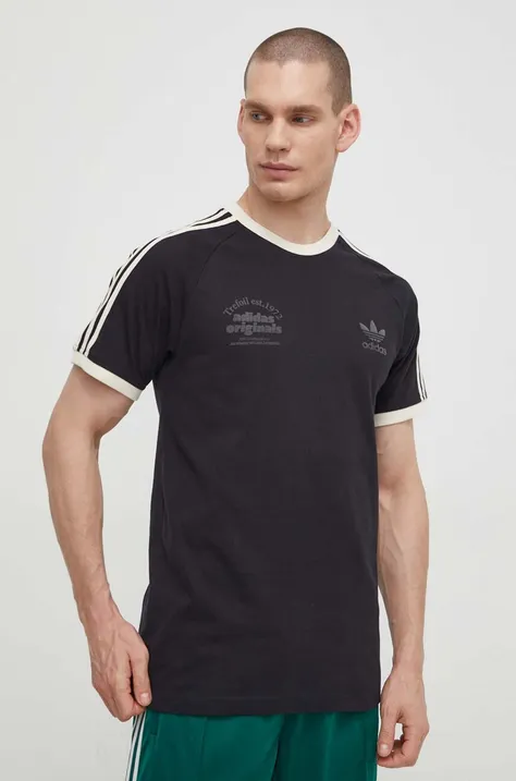 Bavlnené tričko adidas Originals pánsky, čierna farba, s nášivkou