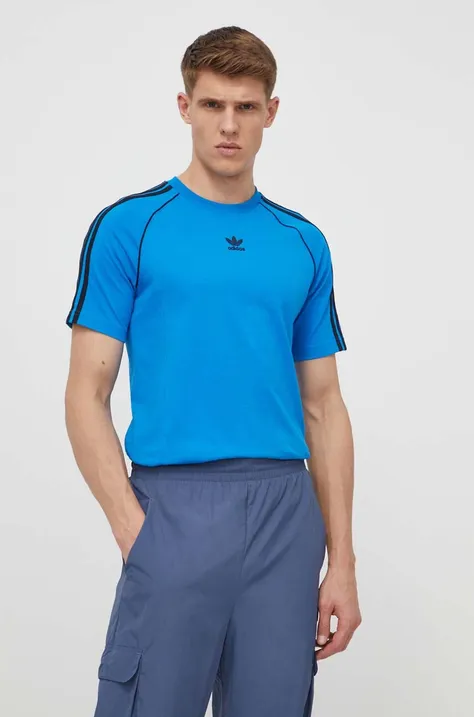 Памучна тениска adidas Originals в синьо с десен IS2830