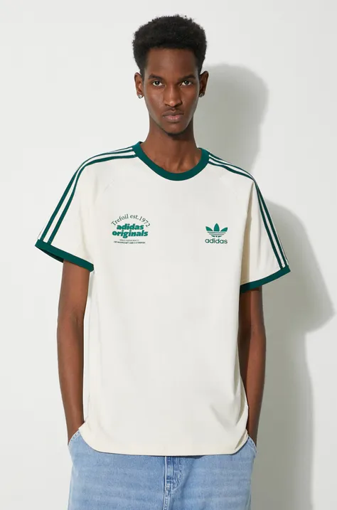 adidas Originals t-shirt bawełniany męski kolor beżowy z nadrukiem IU0217