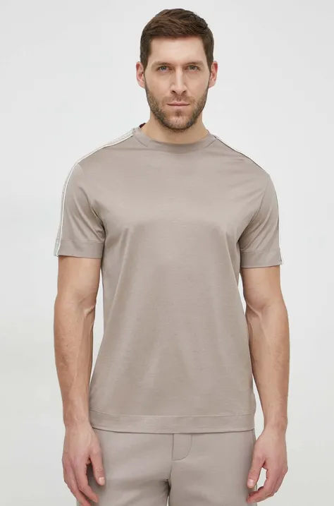 Kratka majica Emporio Armani moški, bež barva
