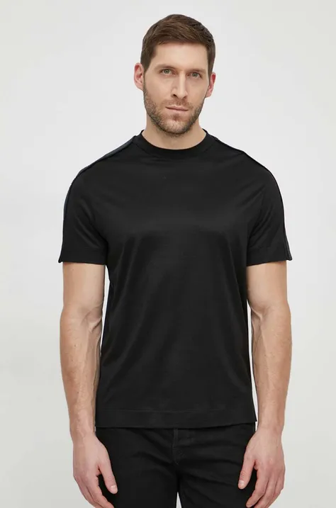 Tričko Emporio Armani pánsky, čierna farba, jednofarebný