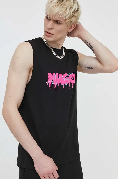 HUGO t-shirt bawełniany męski kolor czarny 50509968