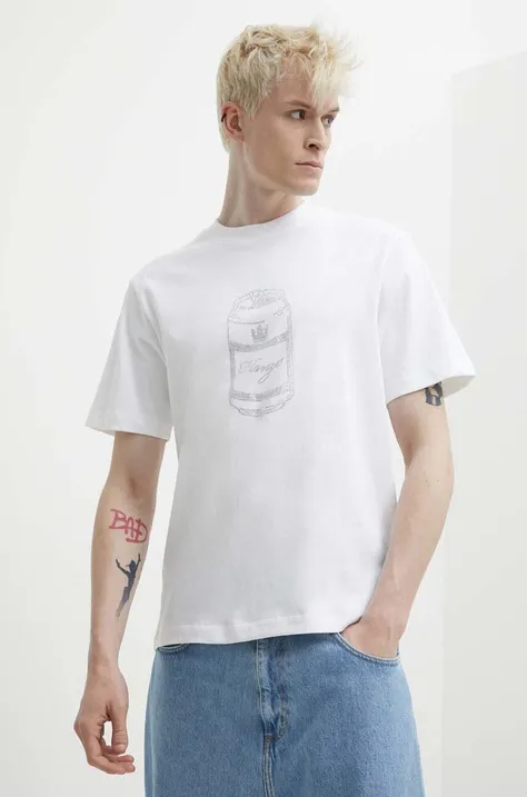 Хлопковая футболка HUGO мужская цвет белый с аппликацией 50513832