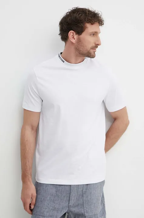 Памучна тениска United Colors of Benetton в бяло с изчистен дизайн