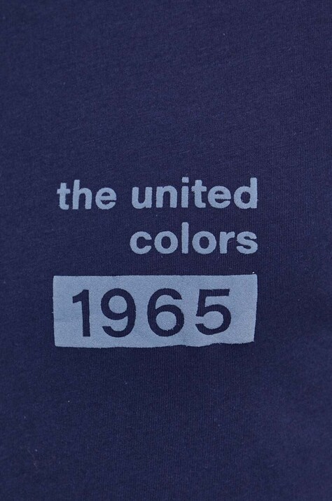 Бавовняна футболка United Colors of Benetton — SS24-TSM0UF, темно-синій — фото 5