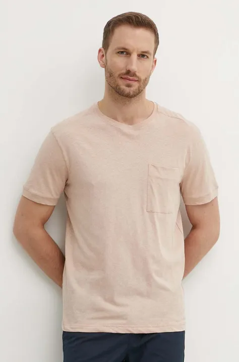 Μπλουζάκι με λινό μείγμα United Colors of Benetton χρώμα: ροζ