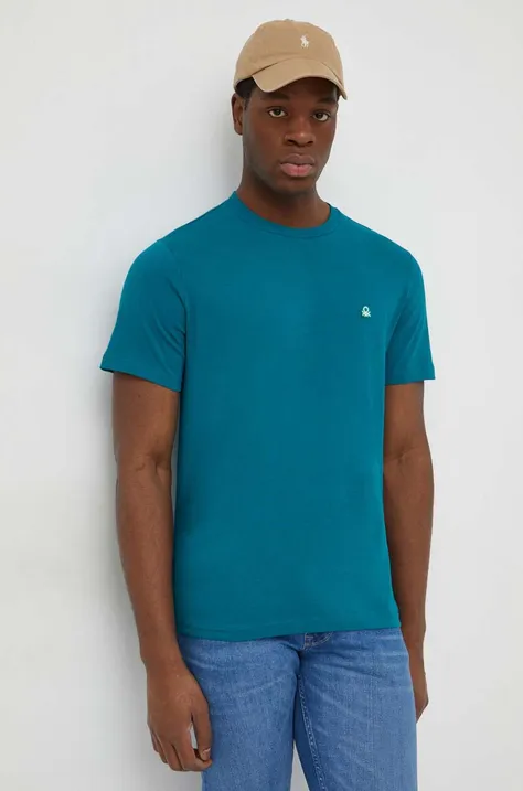 Бавовняна футболка United Colors of Benetton чоловічий колір зелений однотонний