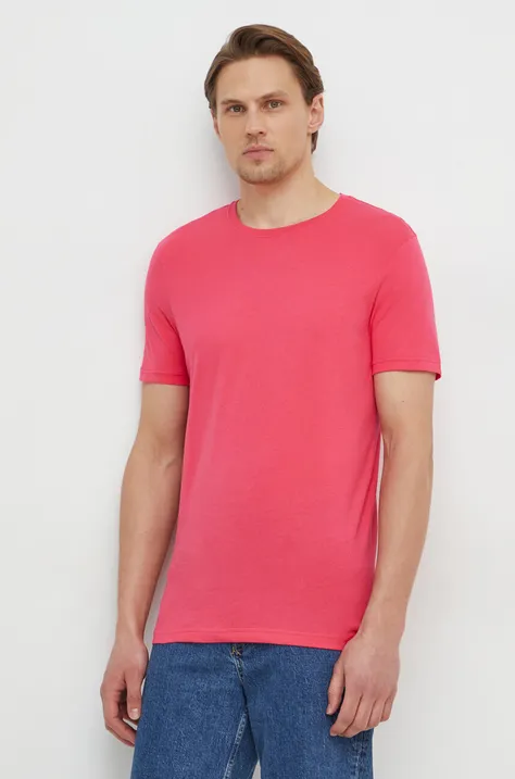 United Colors of Benetton t-shirt bawełniany męski kolor różowy gładki