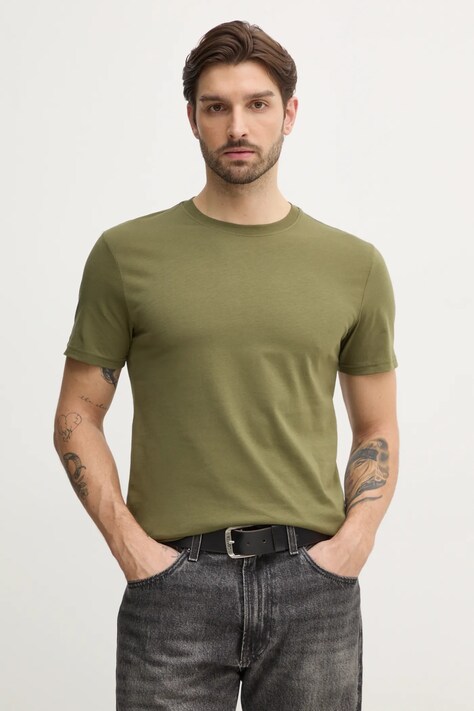 United Colors of Benetton tricou din bumbac barbati, culoarea roz, neted, 3U53J1F15