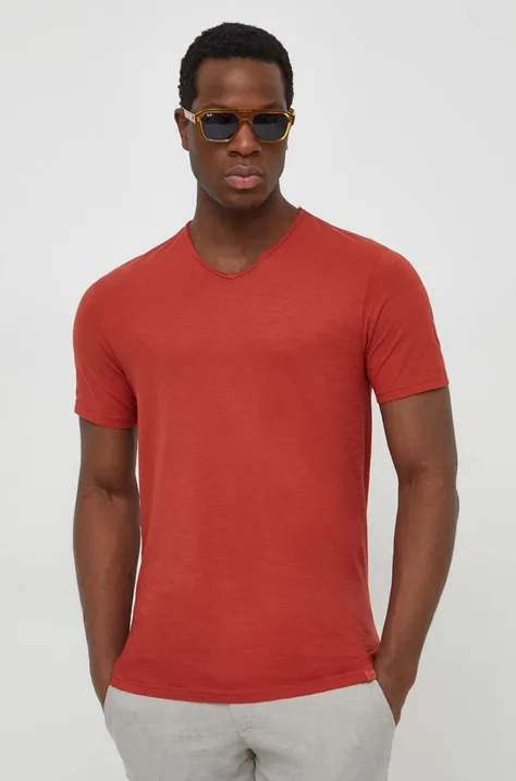 Bombažna kratka majica United Colors of Benetton moški, rdeča barva