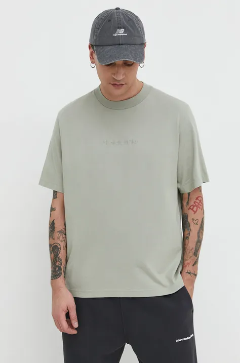 Βαμβακερό μπλουζάκι Abercrombie & Fitch ανδρικά, χρώμα: πράσινο