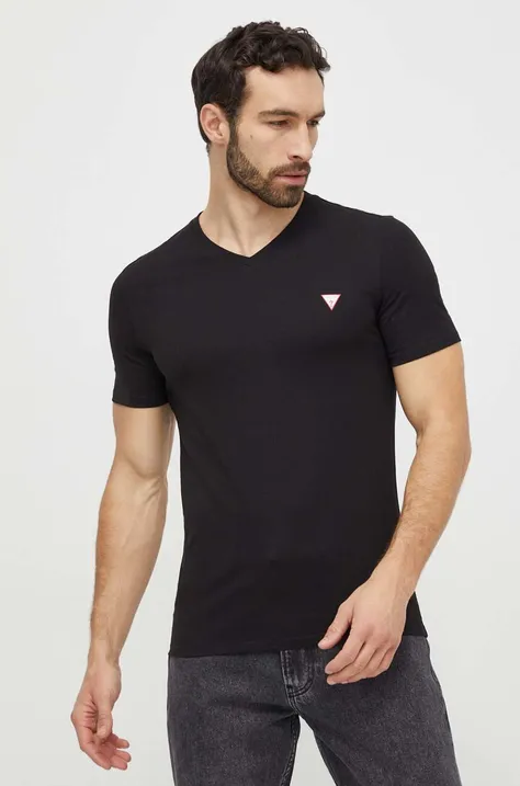 Bavlnené tričko Guess pánsky, čierna farba, s potlačou, M2YI37 I3Z14