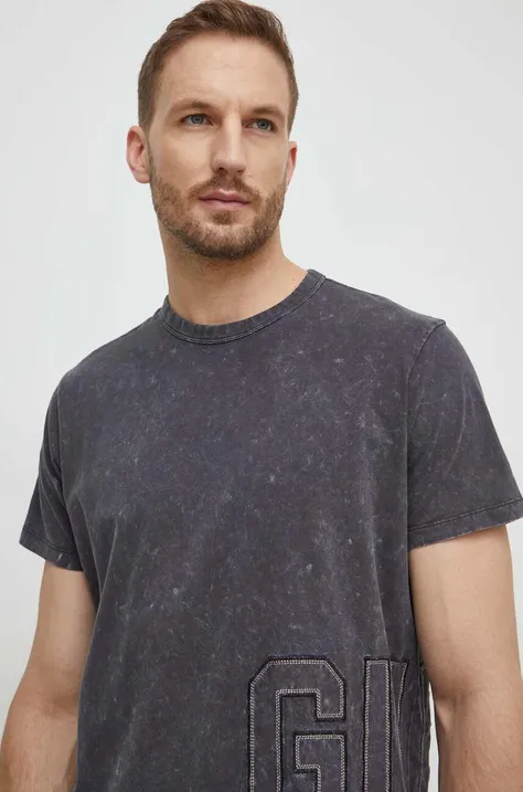 Bavlněné tričko Guess šedá barva, s aplikací, M4GI18 K8FQ4