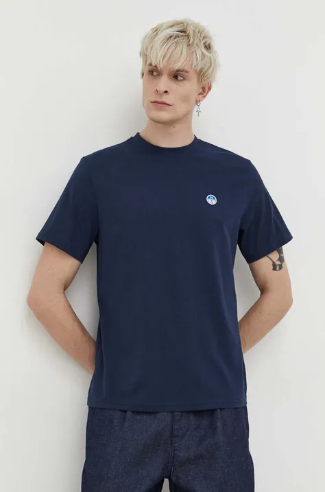 Pamučna majica North Sails za muškarce, boja: tamno plava, bez uzorka