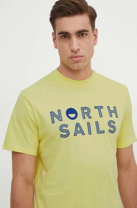 North Sails tricou din bumbac barbati, culoarea galben, cu imprimeu, 692973