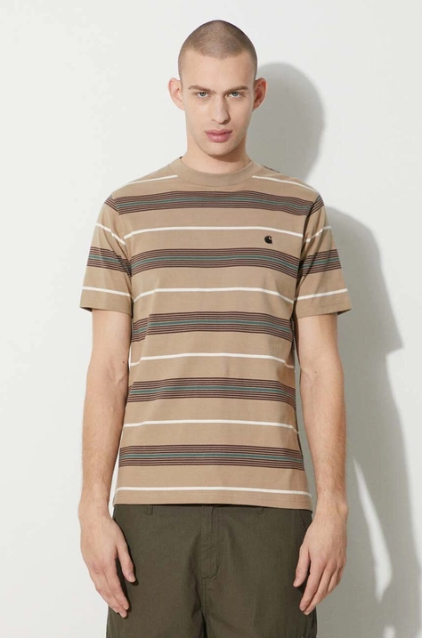 Carhartt WIP tricou din bumbac S/S Haynes T-Shirt bărbați, culoarea bej, cu model, I032848.1XJXX