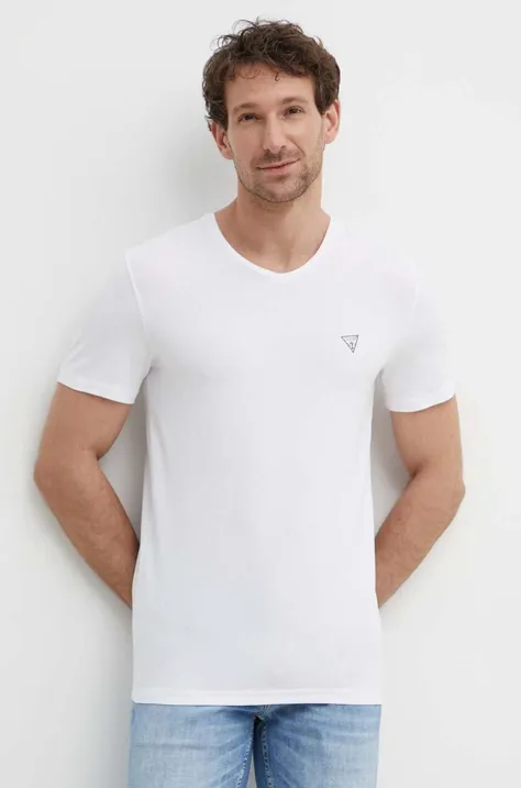 Majica kratkih rukava Guess 2-pack za muškarce, boja: bijela, s tiskom