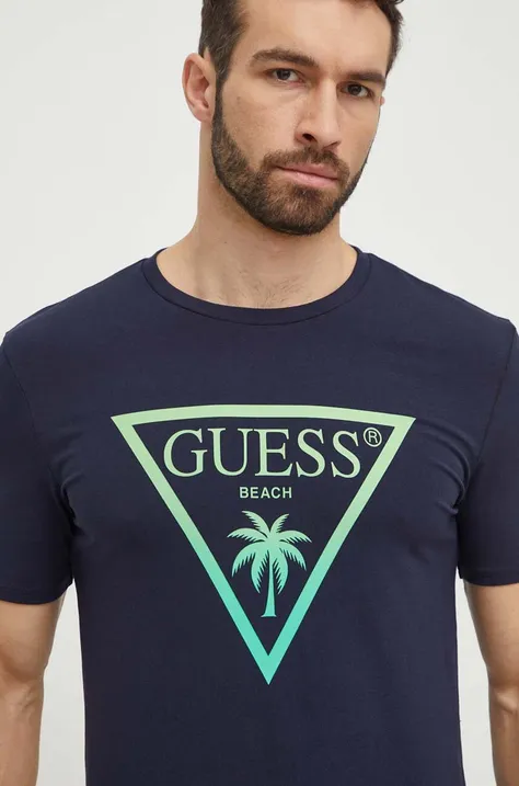 Тениска Guess в тъмносиньо с принт F4GI00 J1311