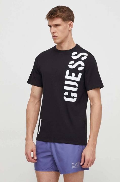 Guess t-shirt bawełniany męski kolor czarny z nadrukiem F4GI04 I3Z14