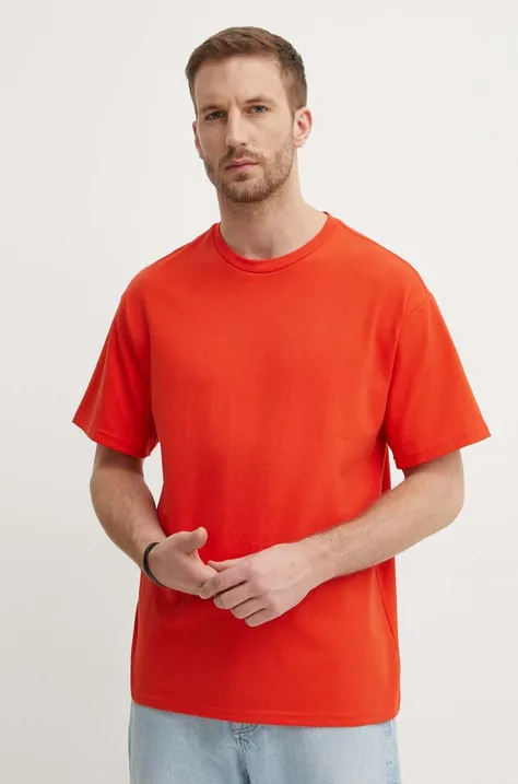 Хлопковая футболка United Colors of Benetton мужской цвет оранжевый однотонный