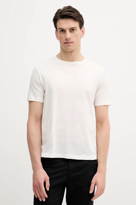 United Colors of Benetton tricou din bumbac culoarea bej, uni, 3P7XU1058