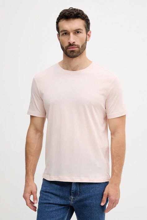 United Colors of Benetton tricou din bumbac culoarea bej, uni, 3P7XU1058
