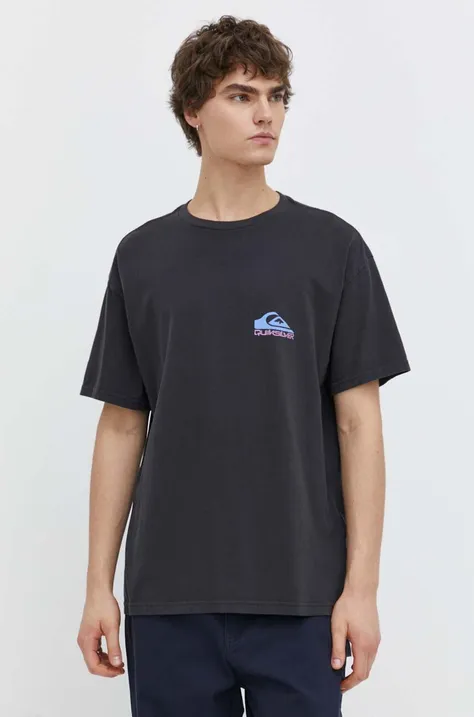 Βαμβακερό μπλουζάκι Quiksilver ανδρικά, χρώμα: μαύρο