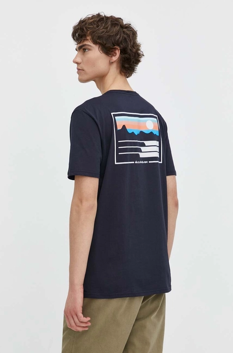 Quiksilver t-shirt bawełniany męski kolor granatowy z nadrukiem