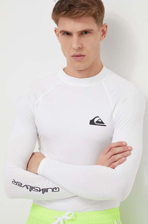 Quiksilver longsleeve barbati, culoarea bej, cu imprimeu