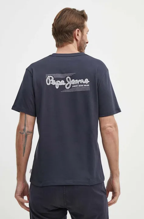 Bavlnené tričko Pepe Jeans SINGLE CLIFORD pánske, tmavomodrá farba, s potlačou, PM509367