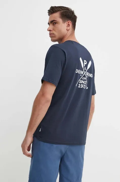 Bavlnené tričko Pepe Jeans CALLUM pánske, tmavomodrá farba, s potlačou, PM509370