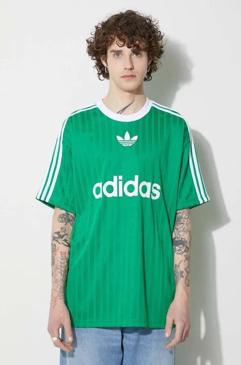 Футболка adidas Originals мужской цвет зелёный с принтом