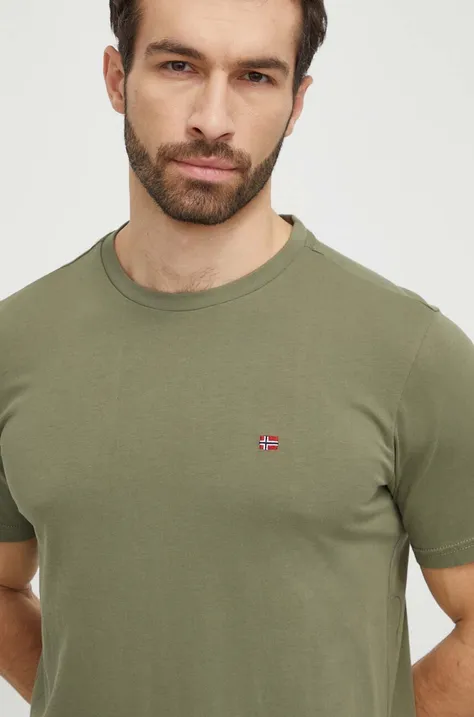 Napapijri t-shirt bawełniany Salis męski kolor zielony gładki NP0A4H8DGAE1