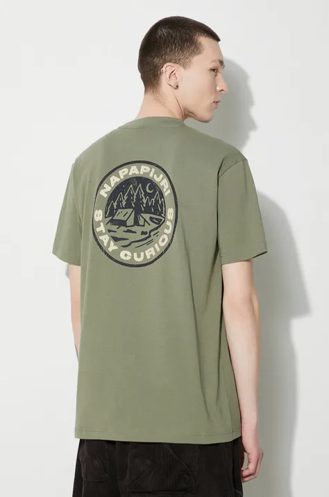 Bavlněné tričko Napapijri S-Kotcho zelená barva, s potiskem, NP0A4HTVGAE1
