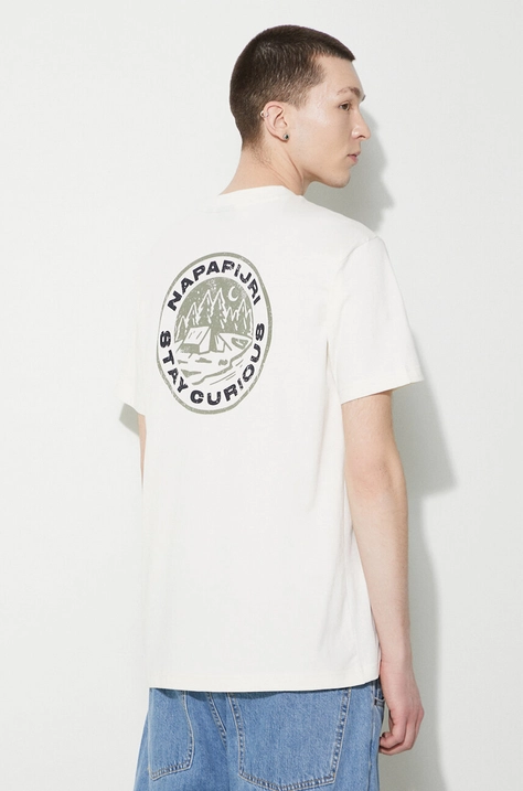 Napapijri cotton t-shirt men’s beige color