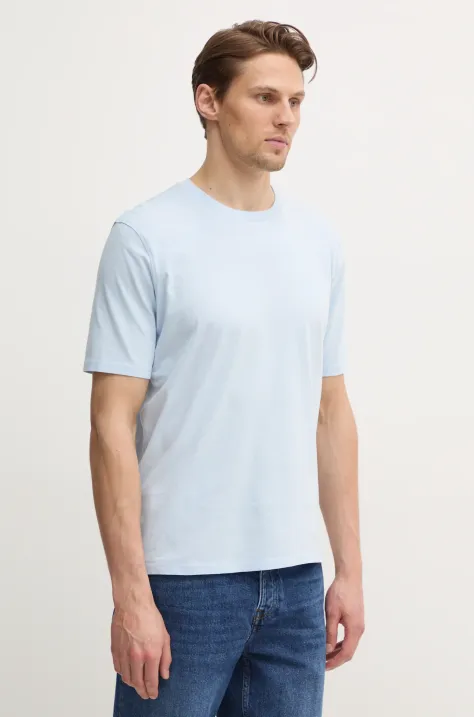 Sisley t-shirt bawełniany męski kolor niebieski gładki 3I1XS101J