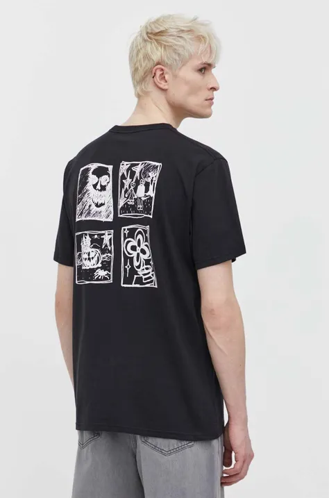 Βαμβακερό μπλουζάκι Volcom ανδρικά, χρώμα: μαύρο