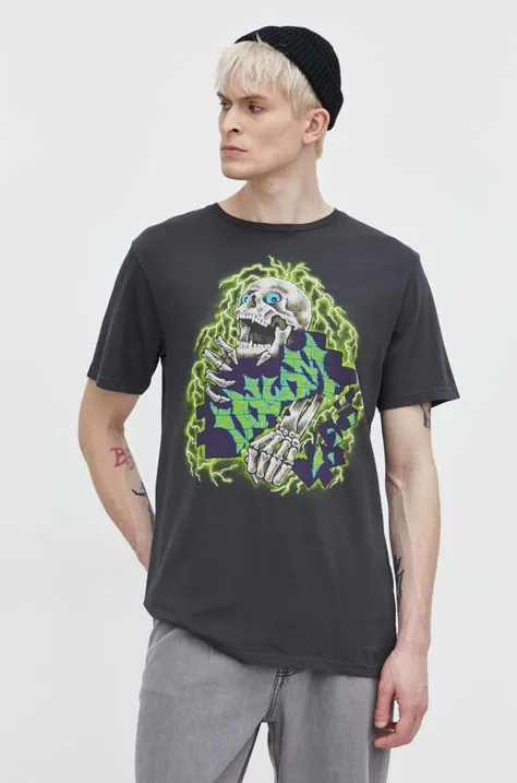 Βαμβακερό μπλουζάκι Volcom ανδρικά, χρώμα: γκρι
